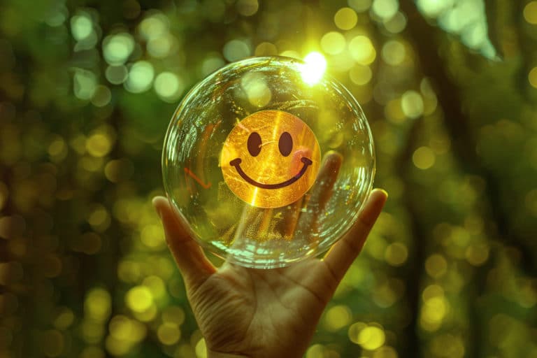 Smiley face inside a glass shere