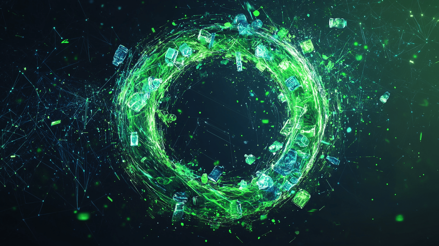 National Recycling Week Part 2. Reflecting on National Recycling Week: A Week of Action and Innovation. Rotating recycled items within a lit circular economy.